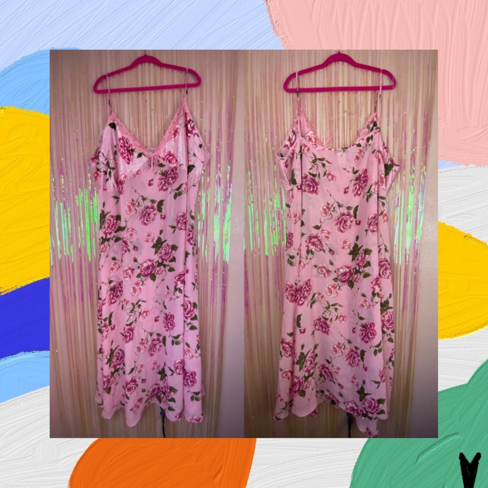 Vintage Floral Satin Nightgown